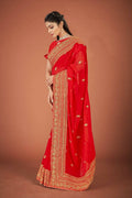 Vamsee Red Organza Saree