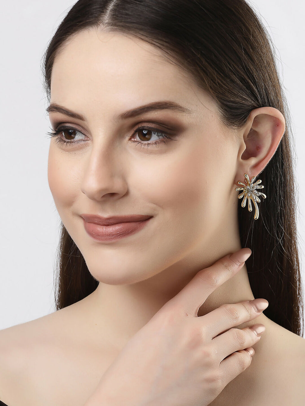 NVR Women Gold-Polished Drop Earrings