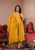 Ethnic Festive Wear Viscose Chanderi Yellow Stitched Suit With Dupatta - Tanisha