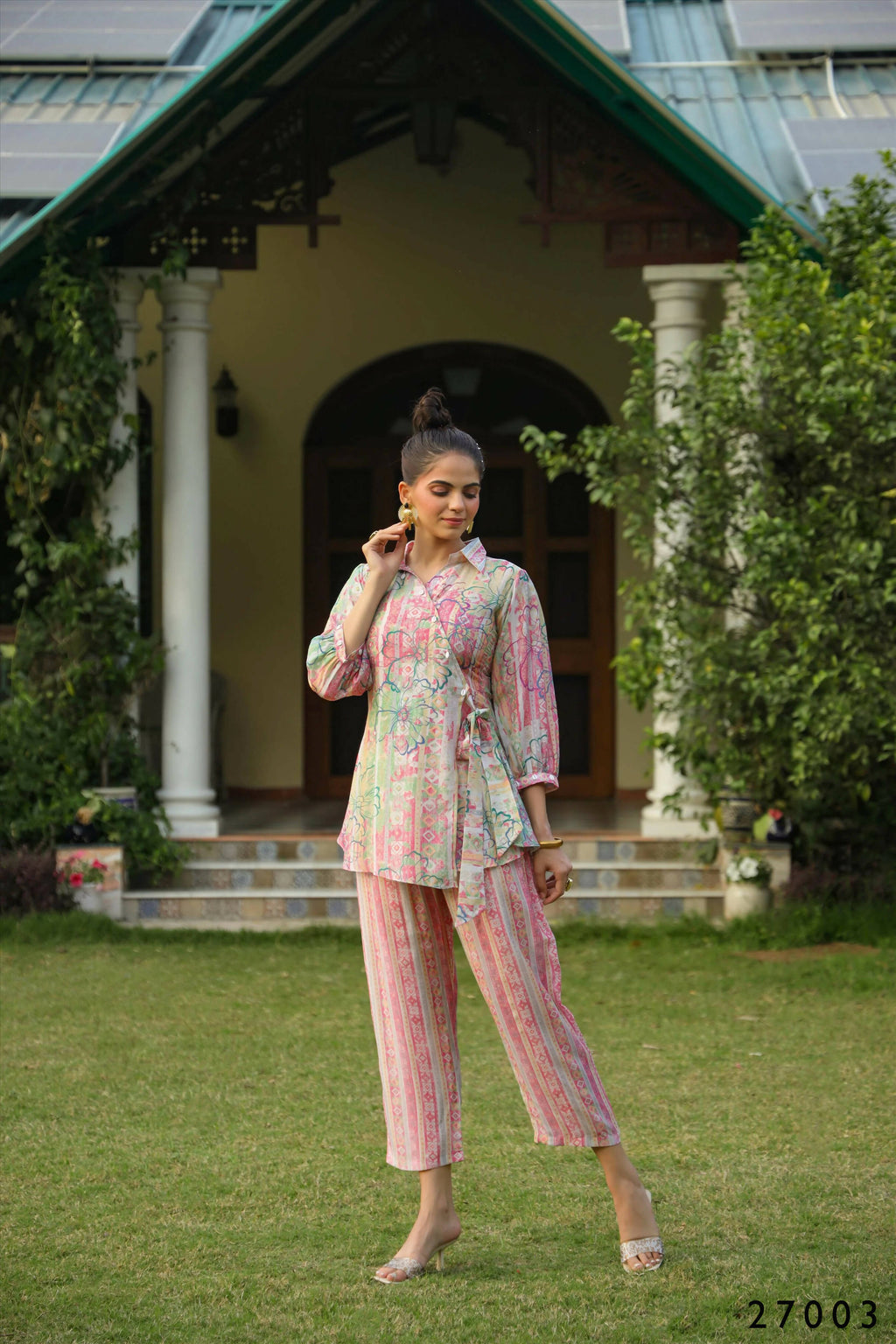 Women's Casual Fashionable Multi Mull Cotton co-ord set - Anya