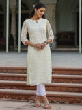 Juniper Women's Lemon Georgette Printed Kurta