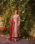 Prazu Fashion Peach Frendy Silk Embroidered Riveted Moti Work Palazzo Suit