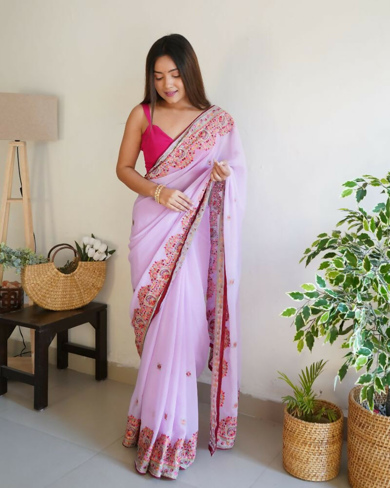 Vamsee Smiti Lavender Georgette Saree