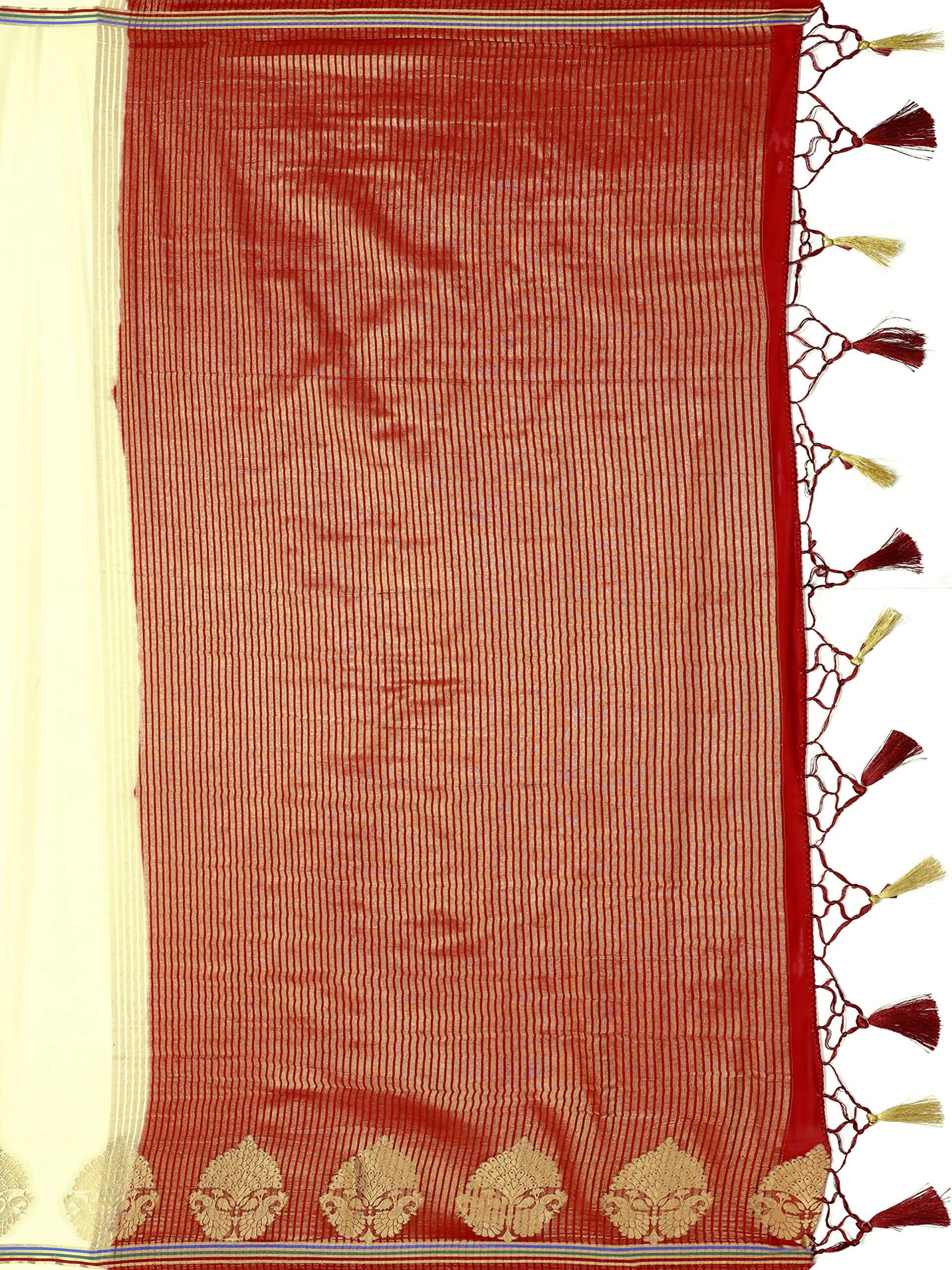 Mimosa Women's Beige Pure Crepe Saree