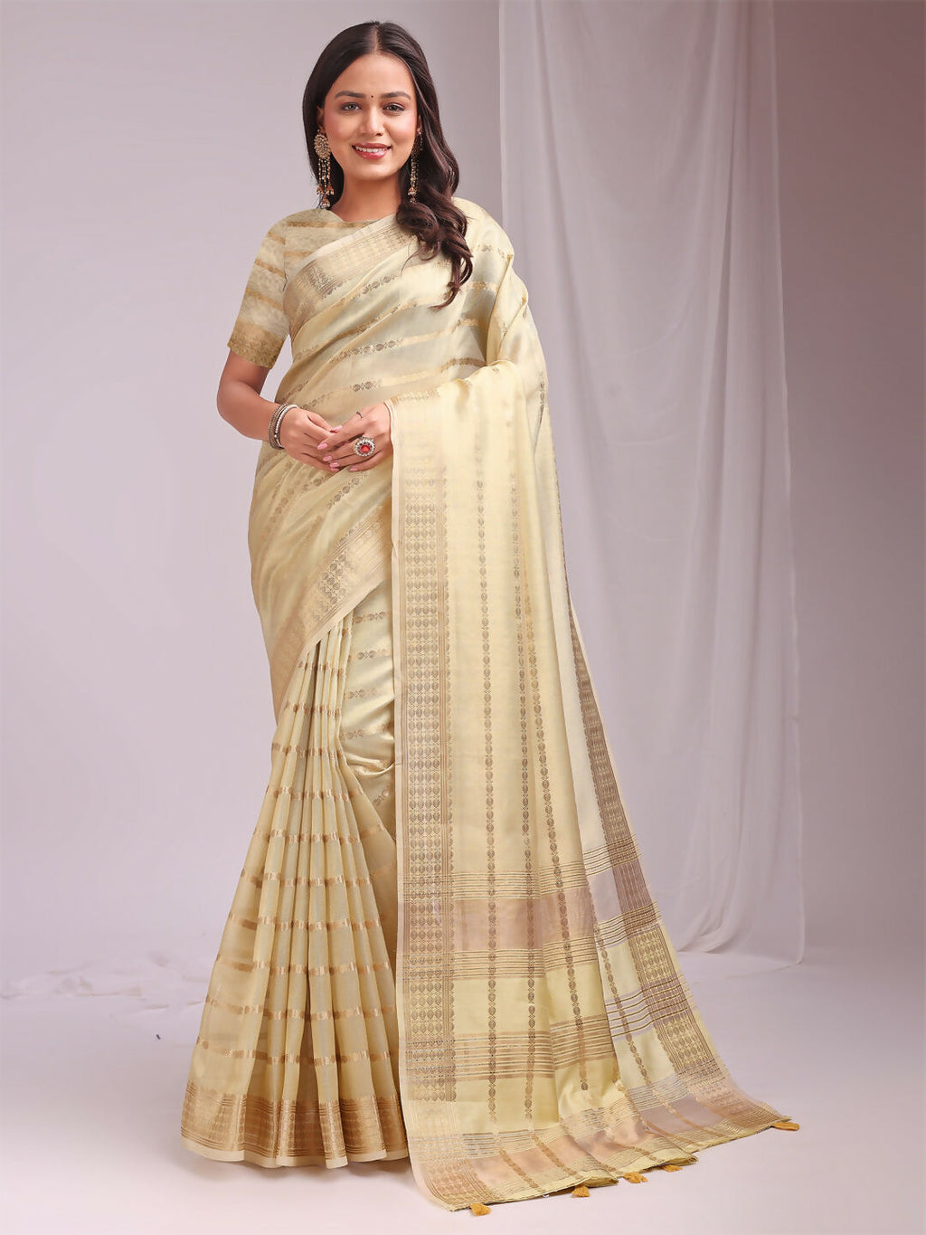 Shree Shyam Fashion Organza Gold Saree