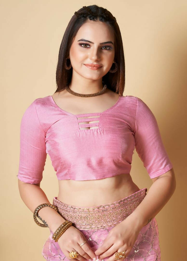 Vamsee Pink Organza Saree