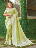 Shree Shyam Fashion Lime Green Linen Saree