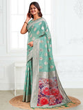 Shree Shyam Fashion Linen Cotton Rama Green Saree