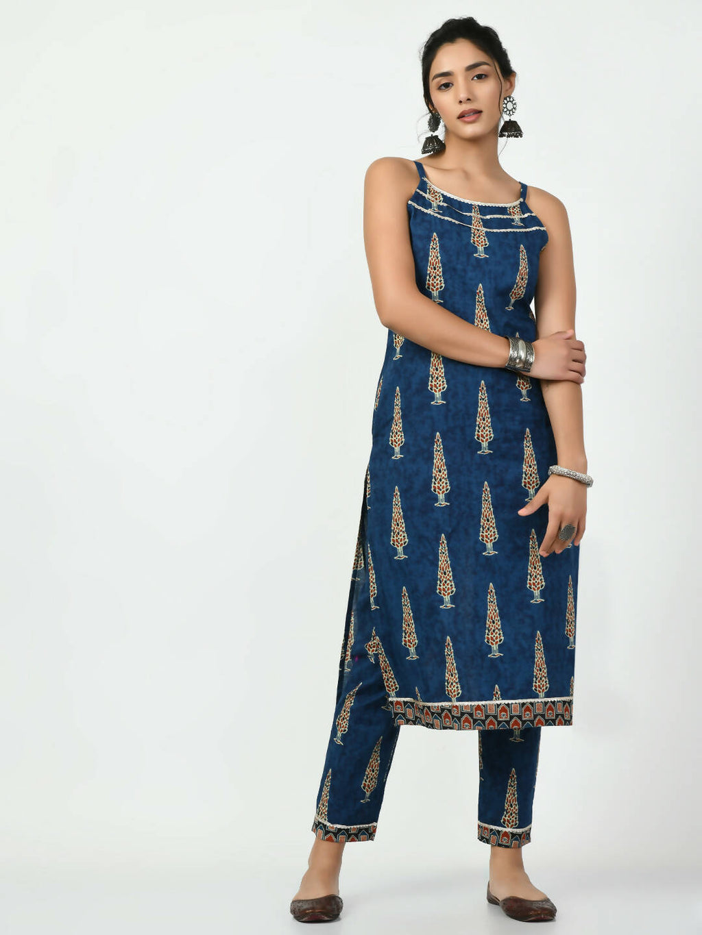 Myshka Women's Blue Straight Printed Kurta