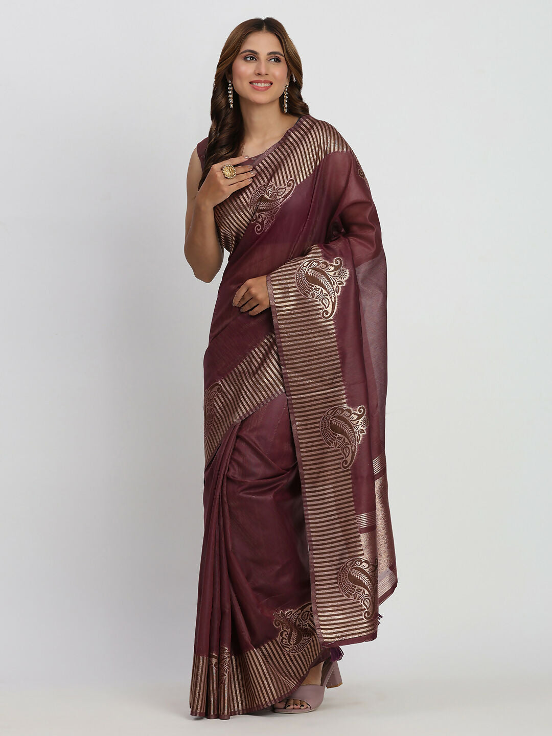 Shree Shyam Fashion Linen Cotton Purple Saree