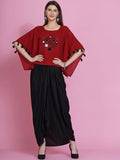 Women Republic Maroon Cotton Kaftan With Dhoti