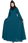Bashariya Umbrella Flare Abaya With Lacework On Sleeves