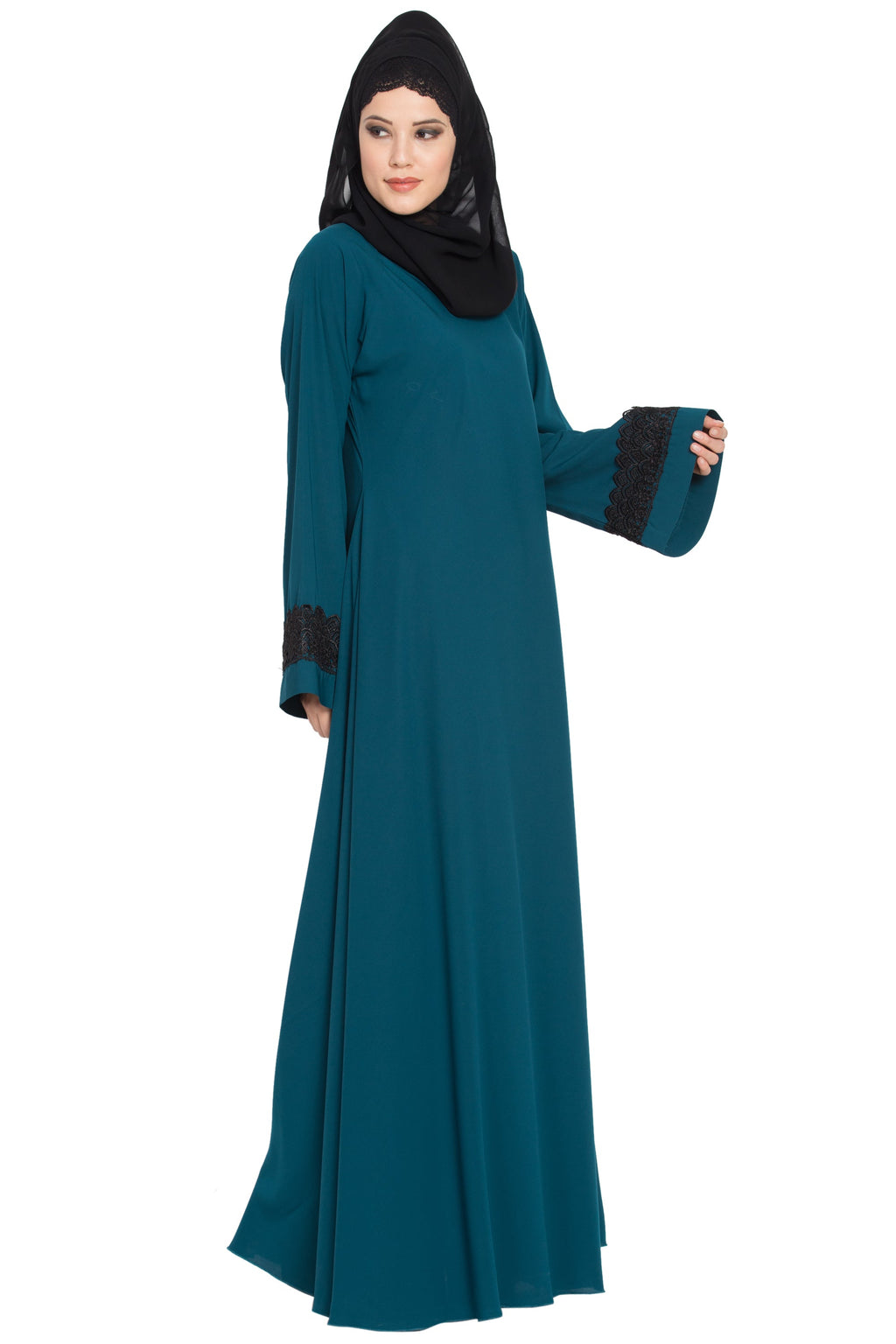 Bashariya Umbrella Flare Abaya With Lacework On Sleeves