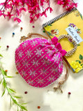 Joban Fashion Pearl Hand Work Potli Bag - Pink