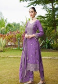 Teeya Creation Purple Color Chinon Silk Heavy Embroidery Work Fully Stitched Salwar Suit
