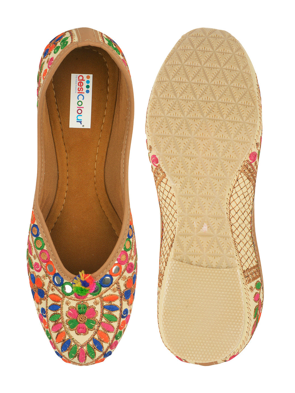Desi Colour Women Indian Ethnic Footwear-Office Wear Ultra Comfortable Multi Emb