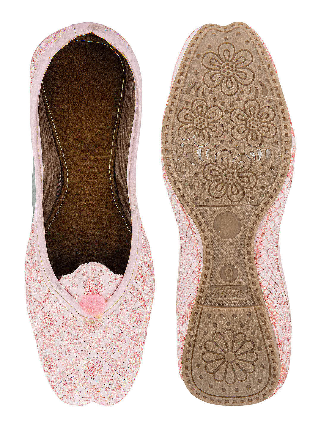 Desi Colour Women Indian Ethnic Footwear-Pink Front Flip