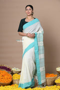 Very Much Indian Rajsi - Handloom Pure Cotton Saree with Classic Border and Pallu - White