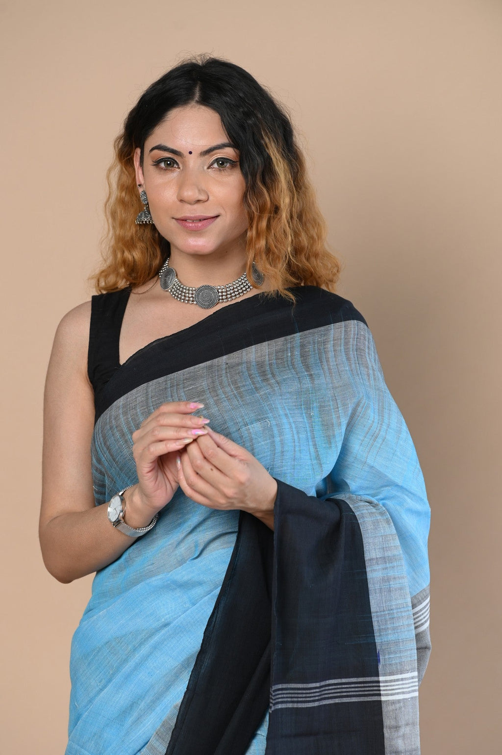 Very Much Indian Handloom Pure Cotton Saree With Handwoven Buttis