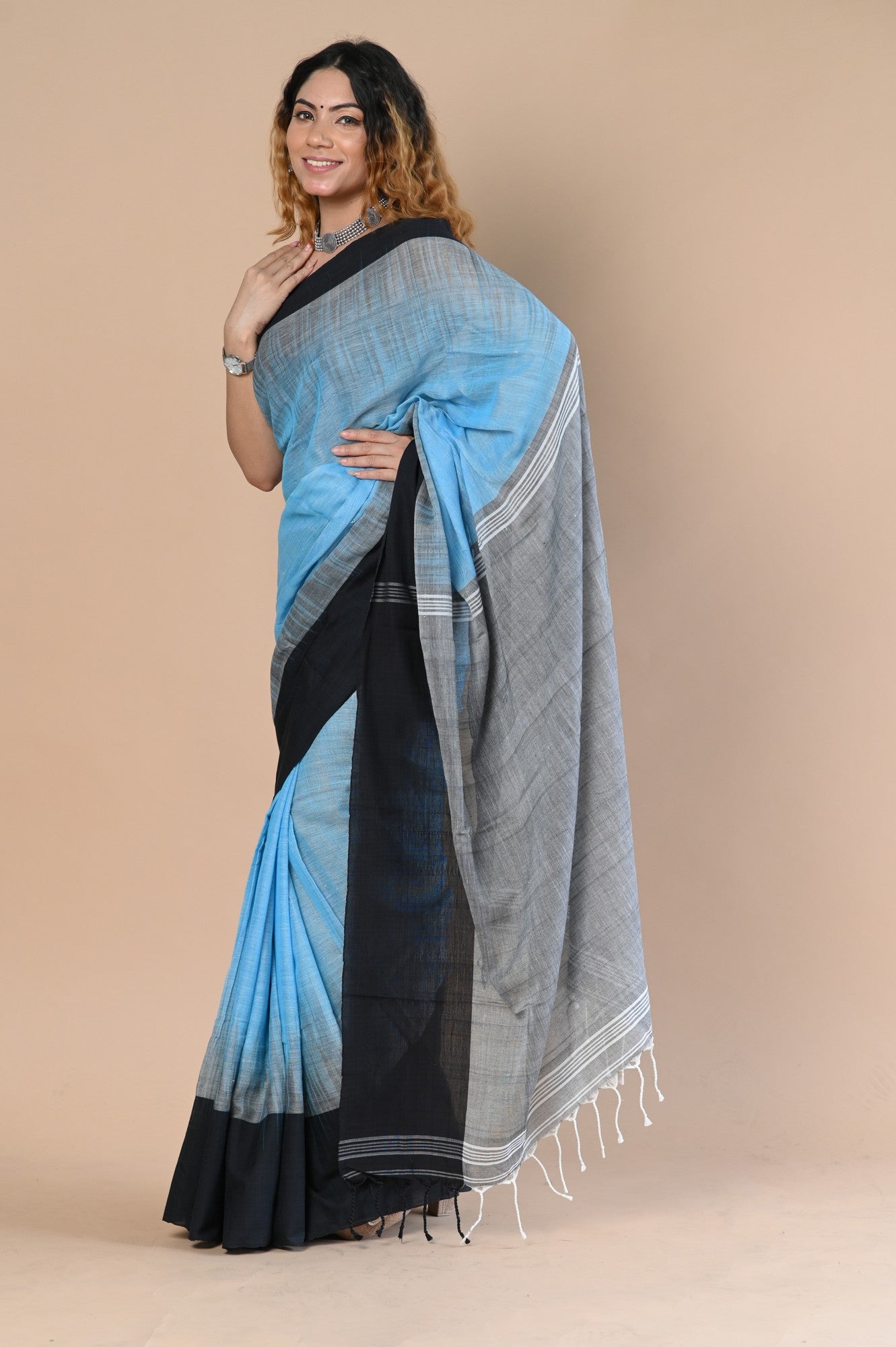 Very Much Indian Handloom Pure Cotton Saree With Handwoven Buttis