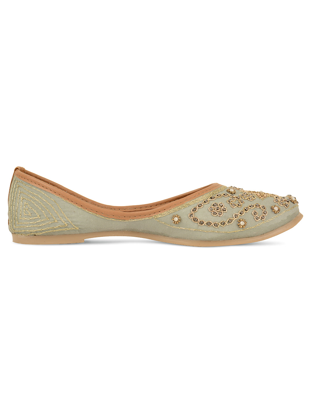 Desi Colour Women Indian Ethnic Footwear-Grey Dabka