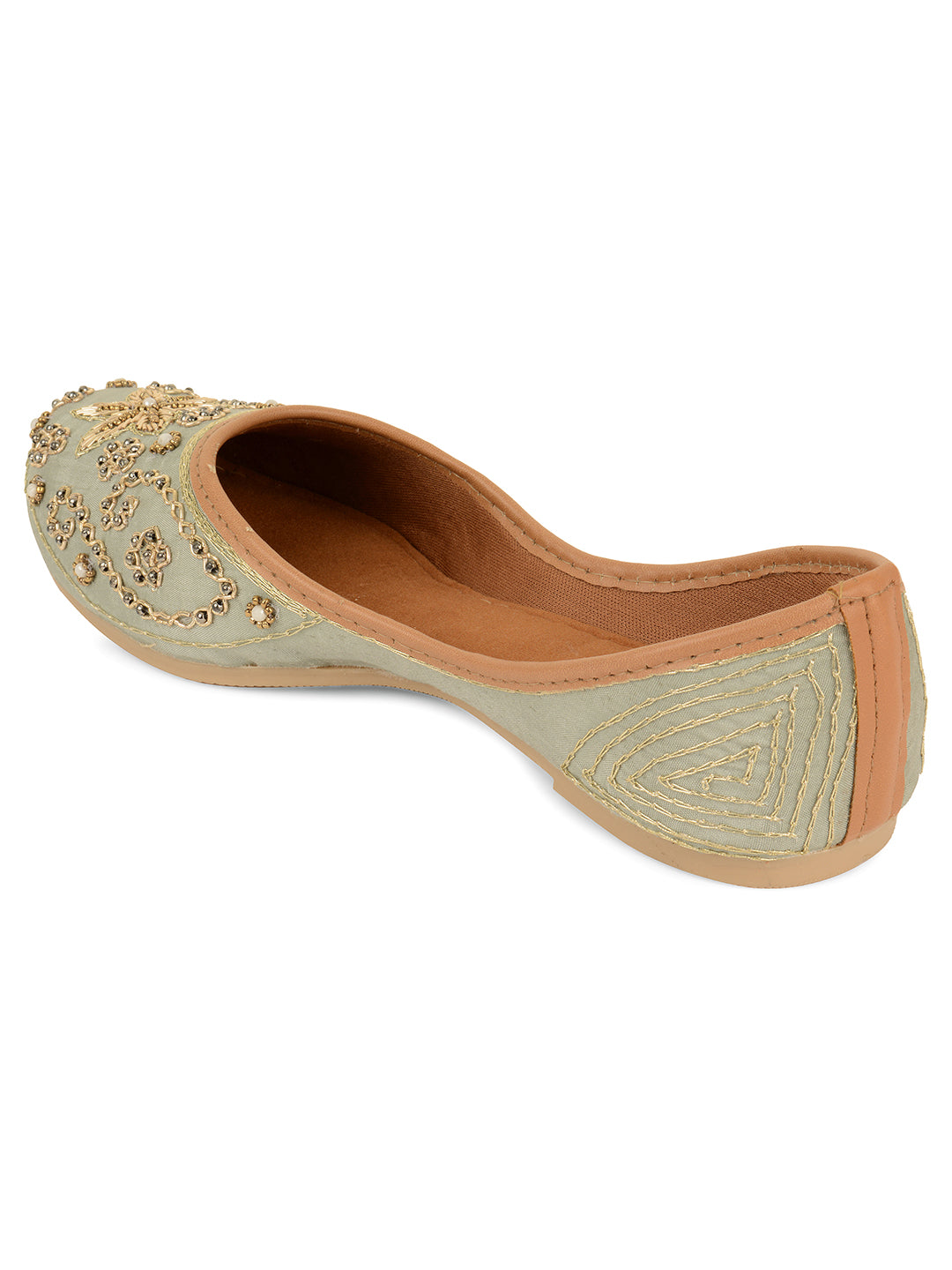Desi Colour Women Indian Ethnic Footwear-Grey Dabka