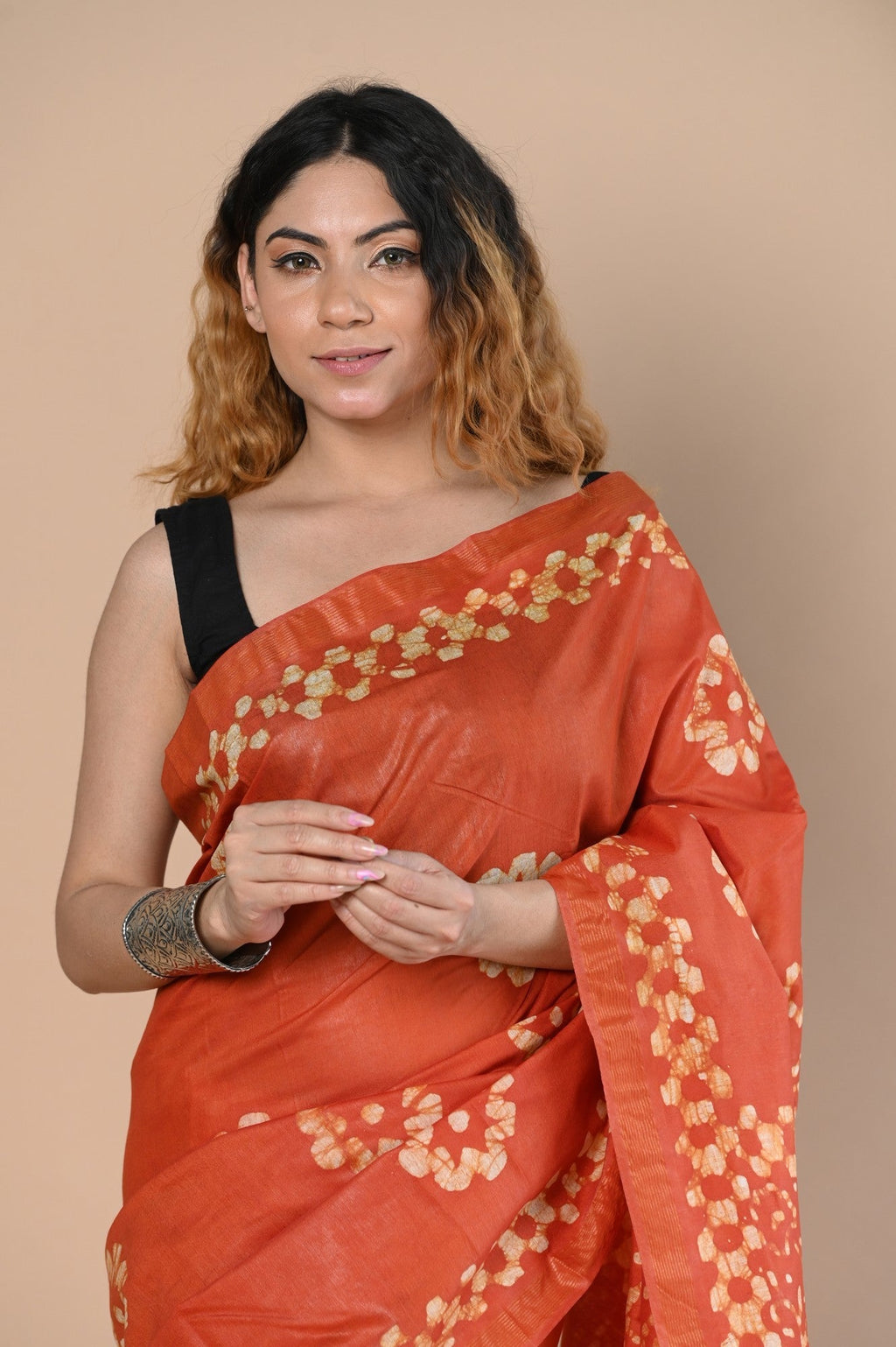 Very Much Indian Authentic Handloom Pure Cotton Saree with Hand Batik Work