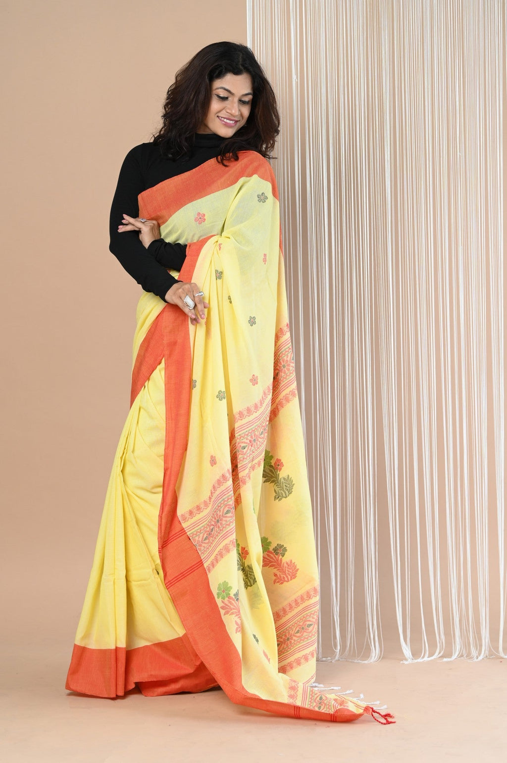 Very Much Indian Handloom Pure Cotton Saree With Handwoven Buttis