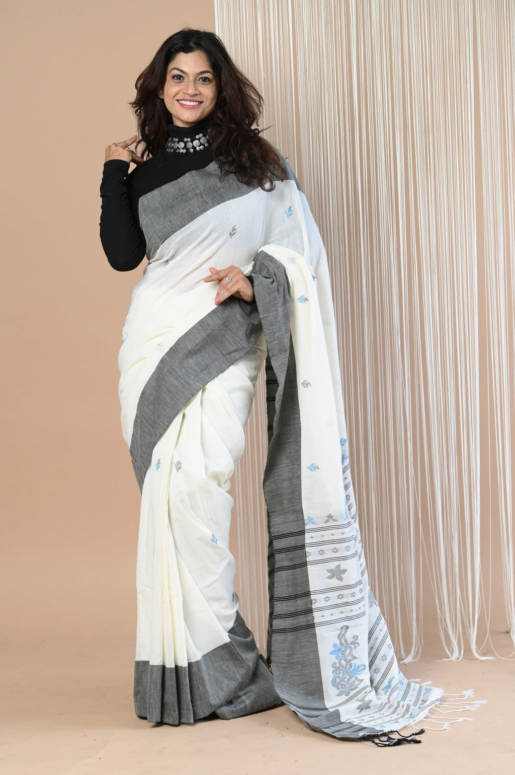 Very Much Indian Handloom Pure Cotton Saree With Handwoven Buttis