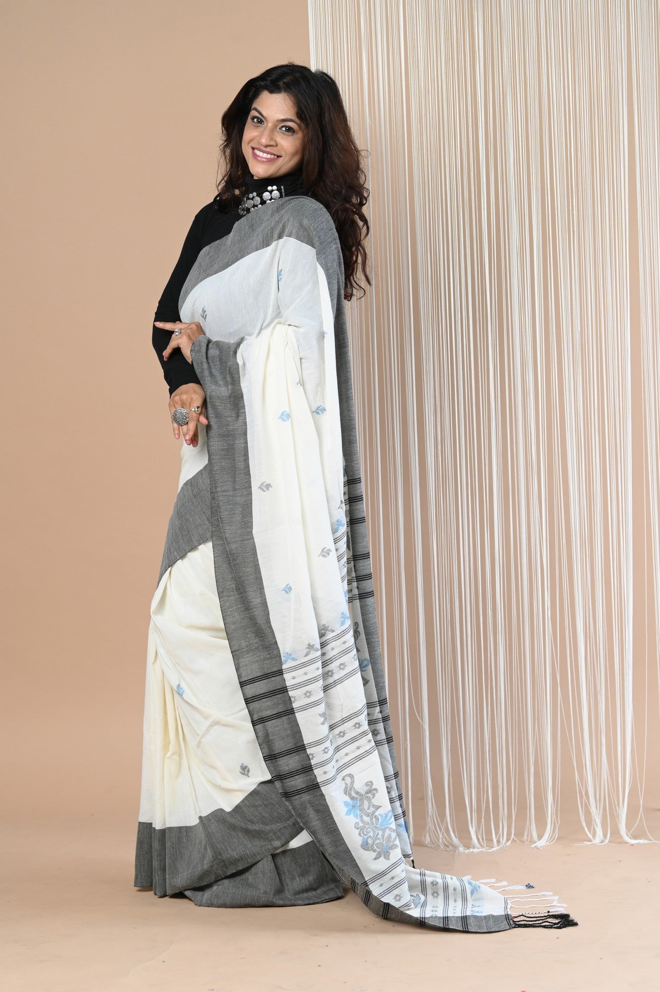 Very Much Indian Handloom Pure Cotton Saree With Handwoven Buttis