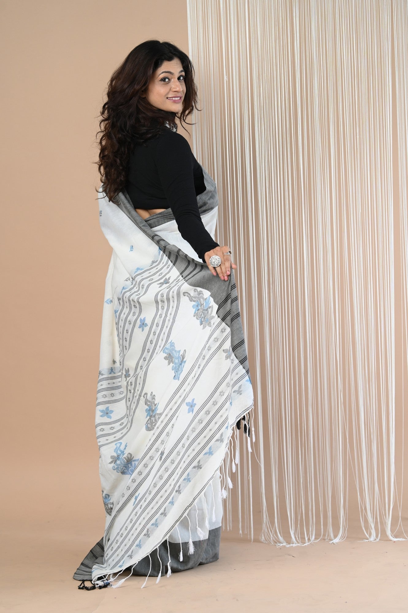 Very Much Indian Handloom Pure Cotton Saree With Handwoven Buttis