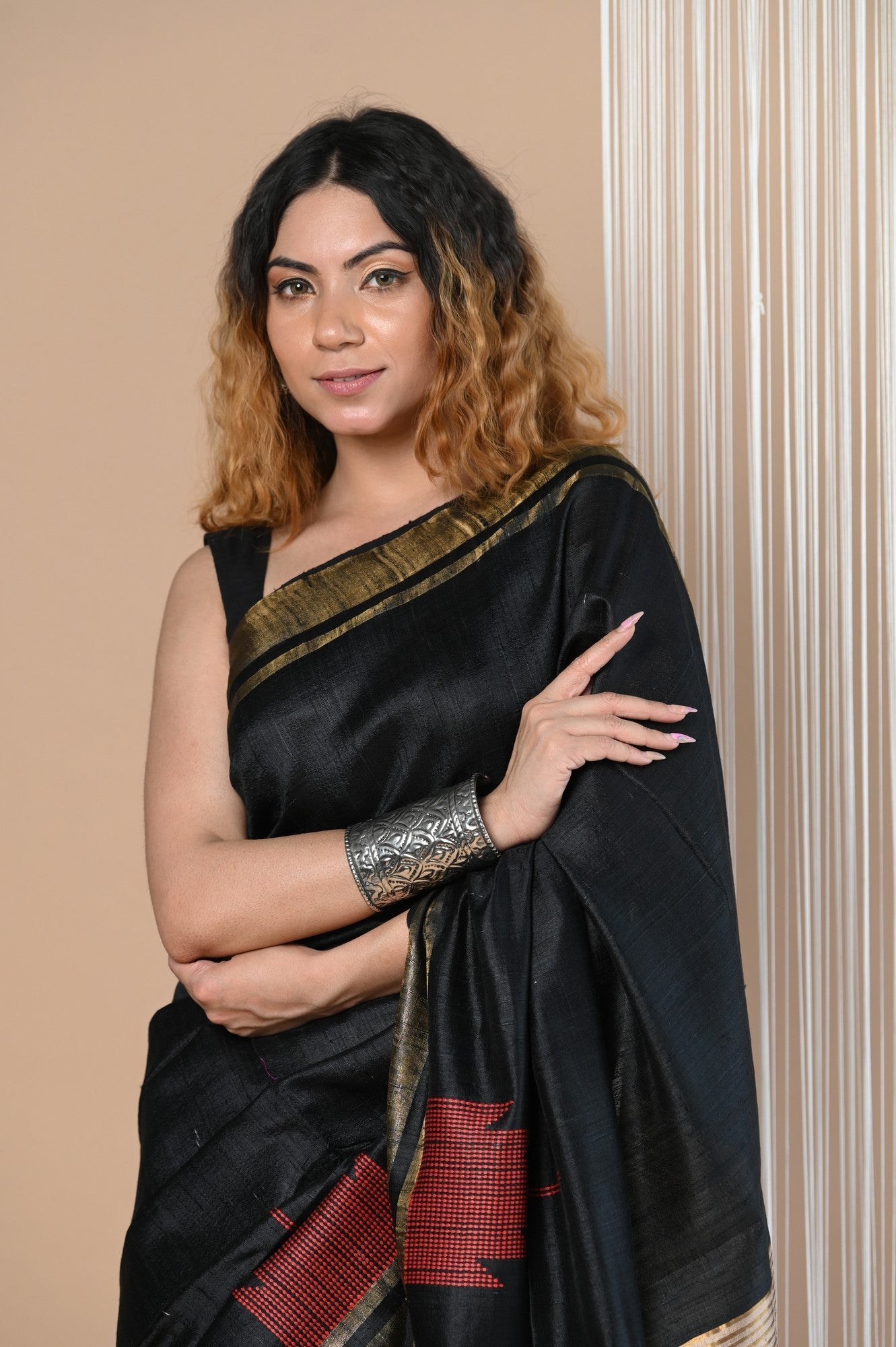 Very Much Indian Exclusive Handloom Pure Tussar Silk Saree By Khadigram Certified Weavers