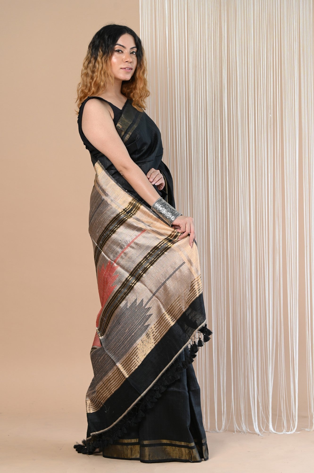 Very Much Indian Exclusive Handloom Pure Tussar Silk Saree By Khadigram Certified Weavers