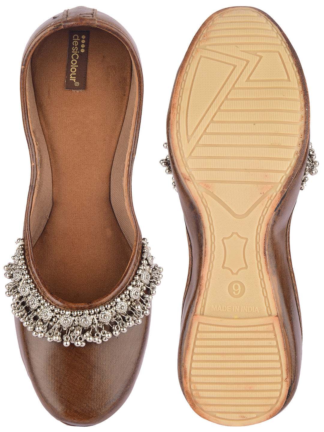 Desi Colour Women Indian Ethnic Footwear-Brown Gungroo
