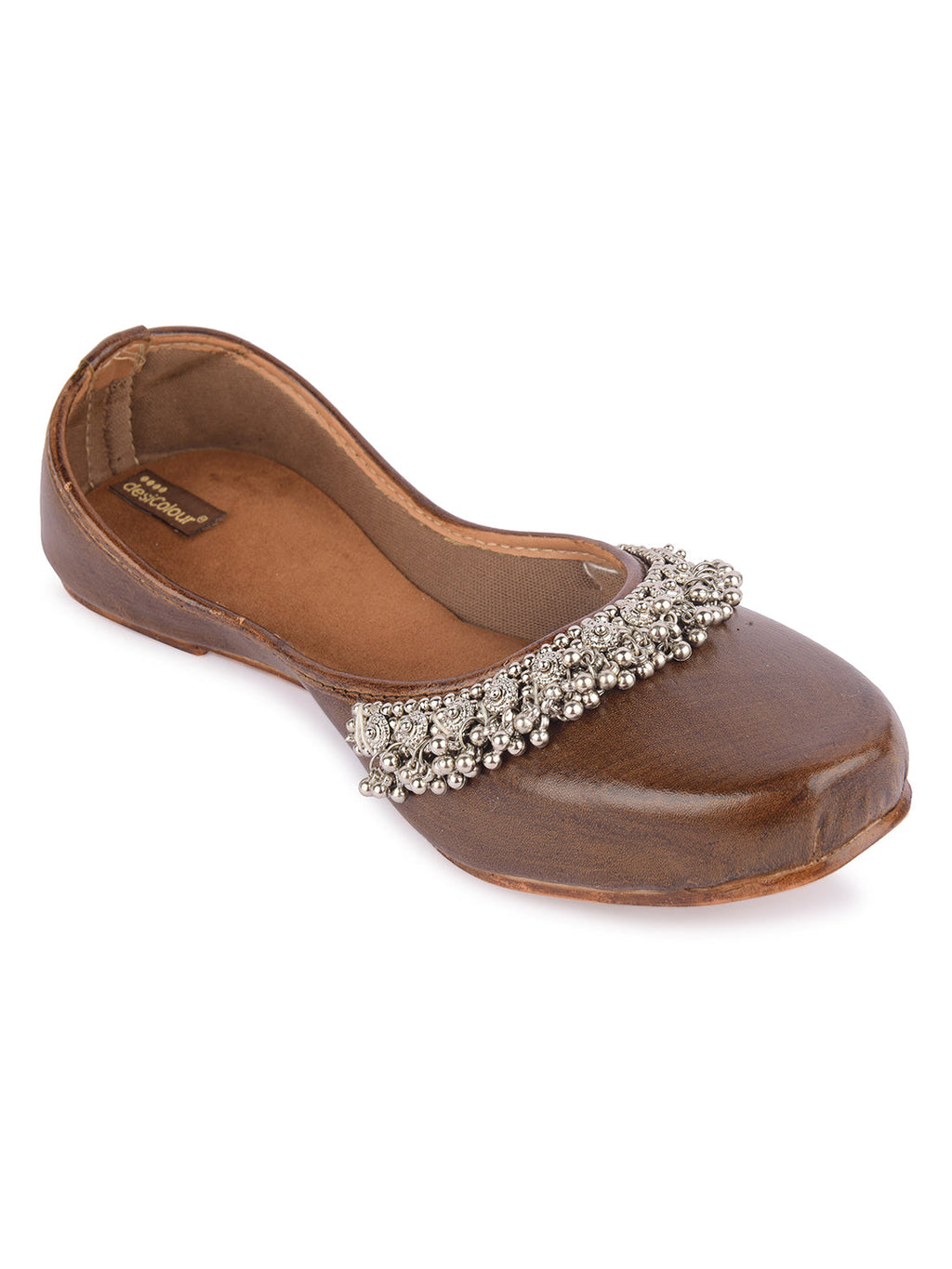 Desi Colour Women Indian Ethnic Footwear-Brown Gungroo