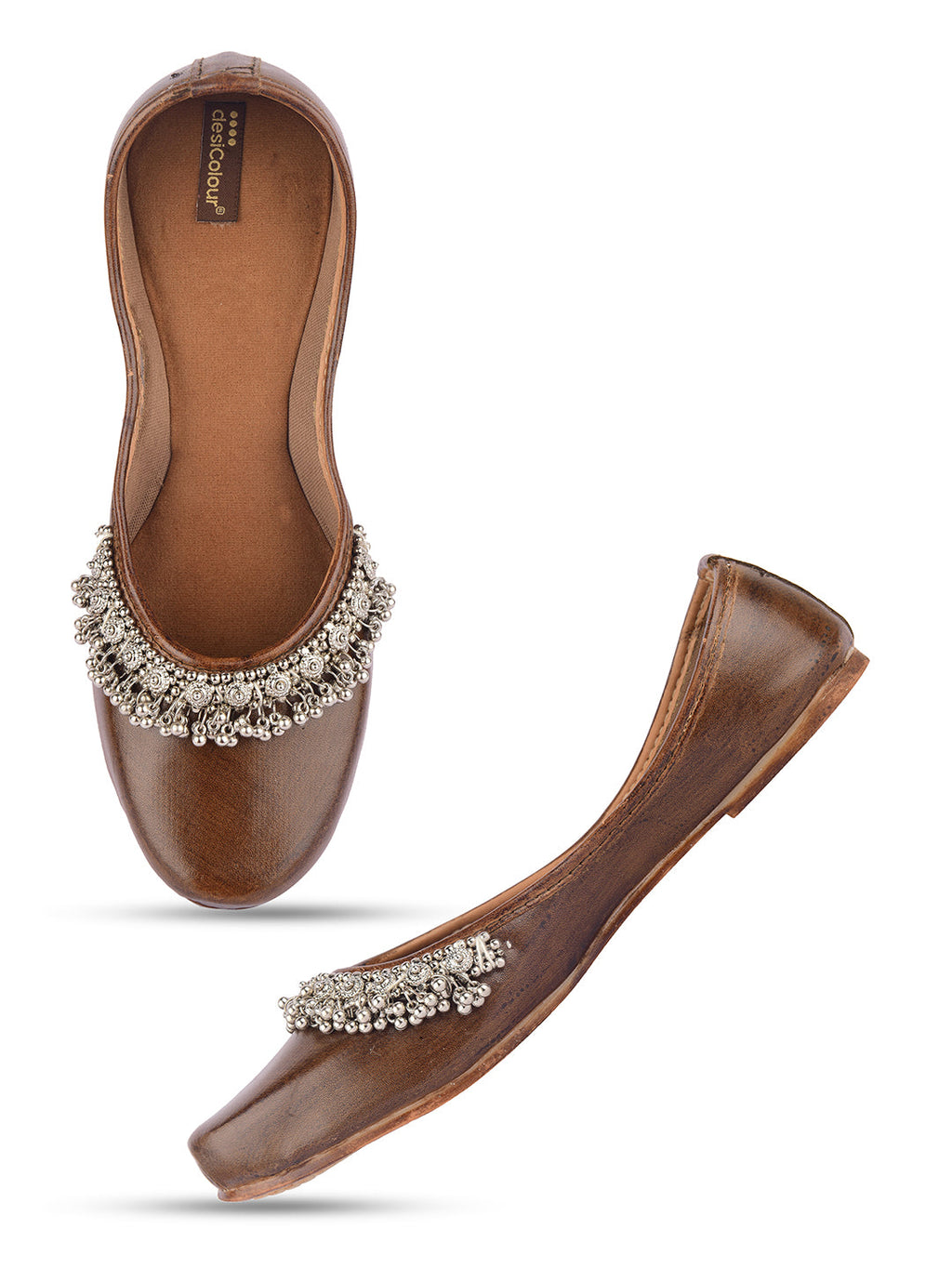 Desi Colour Women Indian Ethnic Footwear-Brown Gungroo