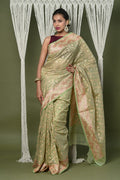 Very Much Indian Exclusive High Quality Handloom Banarasi Cotton Saree with Beautiful Abstract Print.