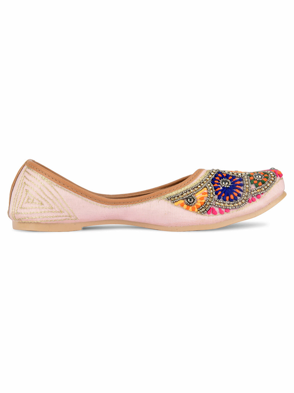 Desi Colour Women Indian Ethnic Footwear-Pink Multi Colour