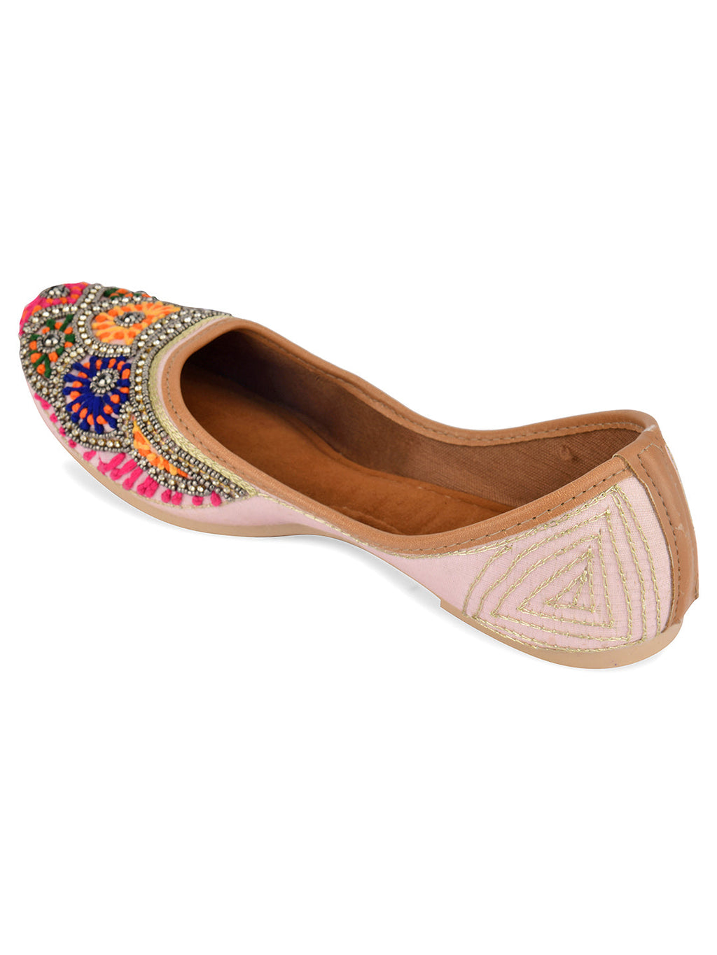 Desi Colour Women Indian Ethnic Footwear-Pink Multi Colour