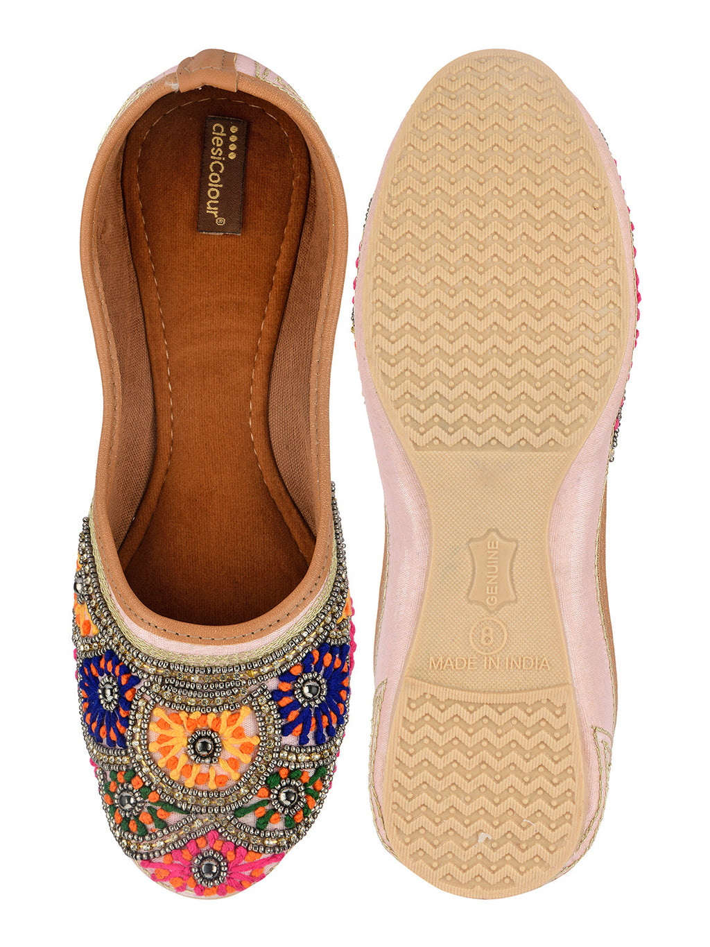 Desi Colour Women Indian Ethnic Footwear-Pink Multi Colour