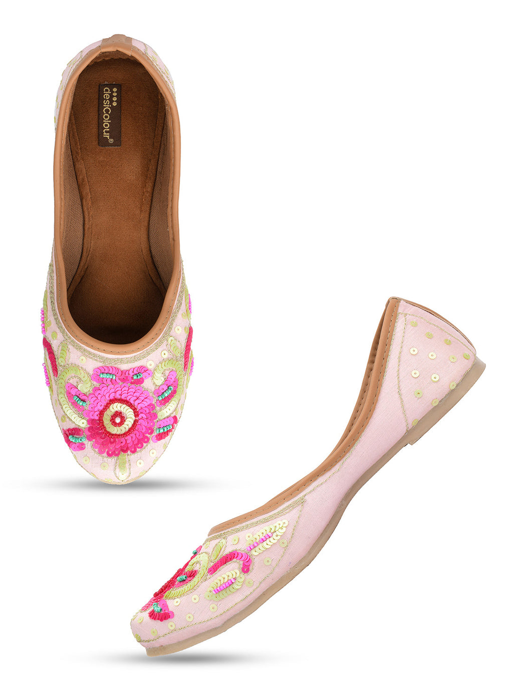 Desi Colour Women Indian Ethnic Footwear-Pink Multi