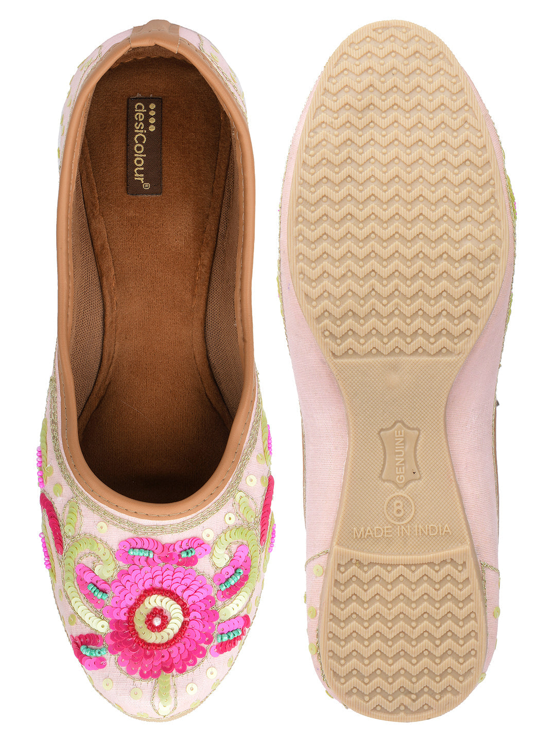 Desi Colour Women Indian Ethnic Footwear-Pink Multi