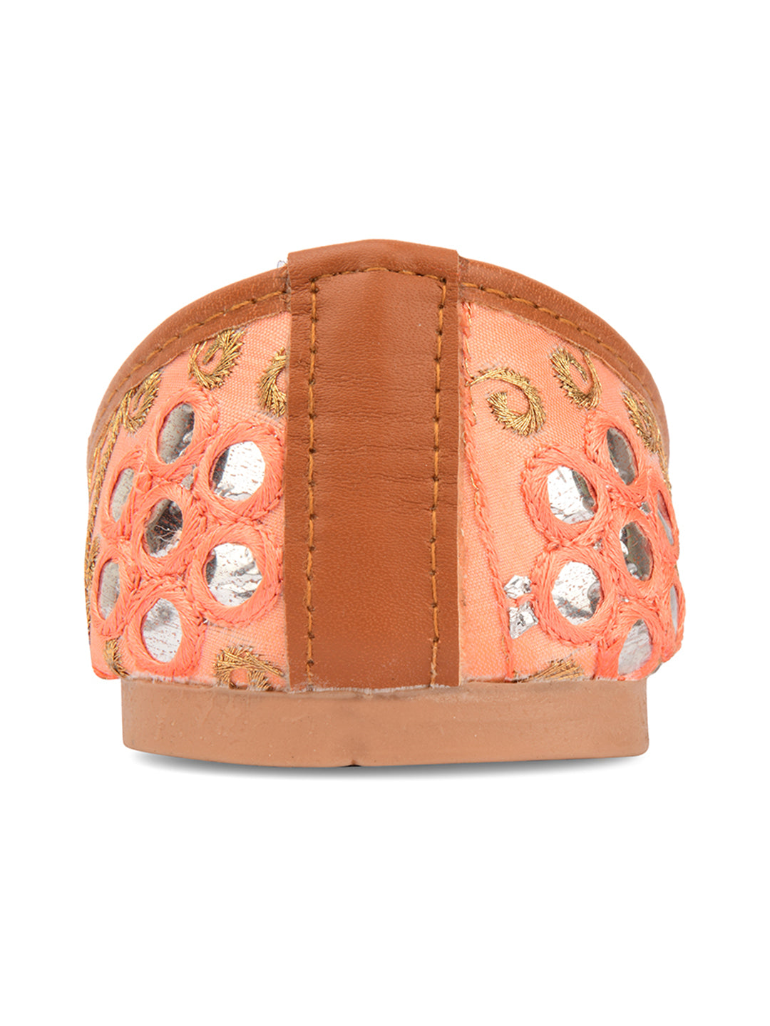 Desi Colour Women Indian Ethnic Footwear-Peach Embroidery