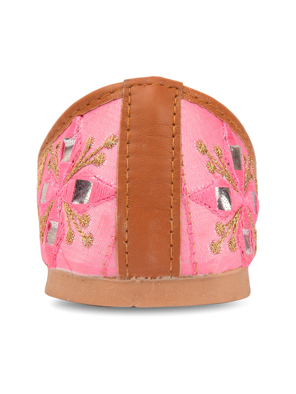 Desi Colour Women Indian Ethnic Footwear-Mini Dabka-Pink Mirror Lines