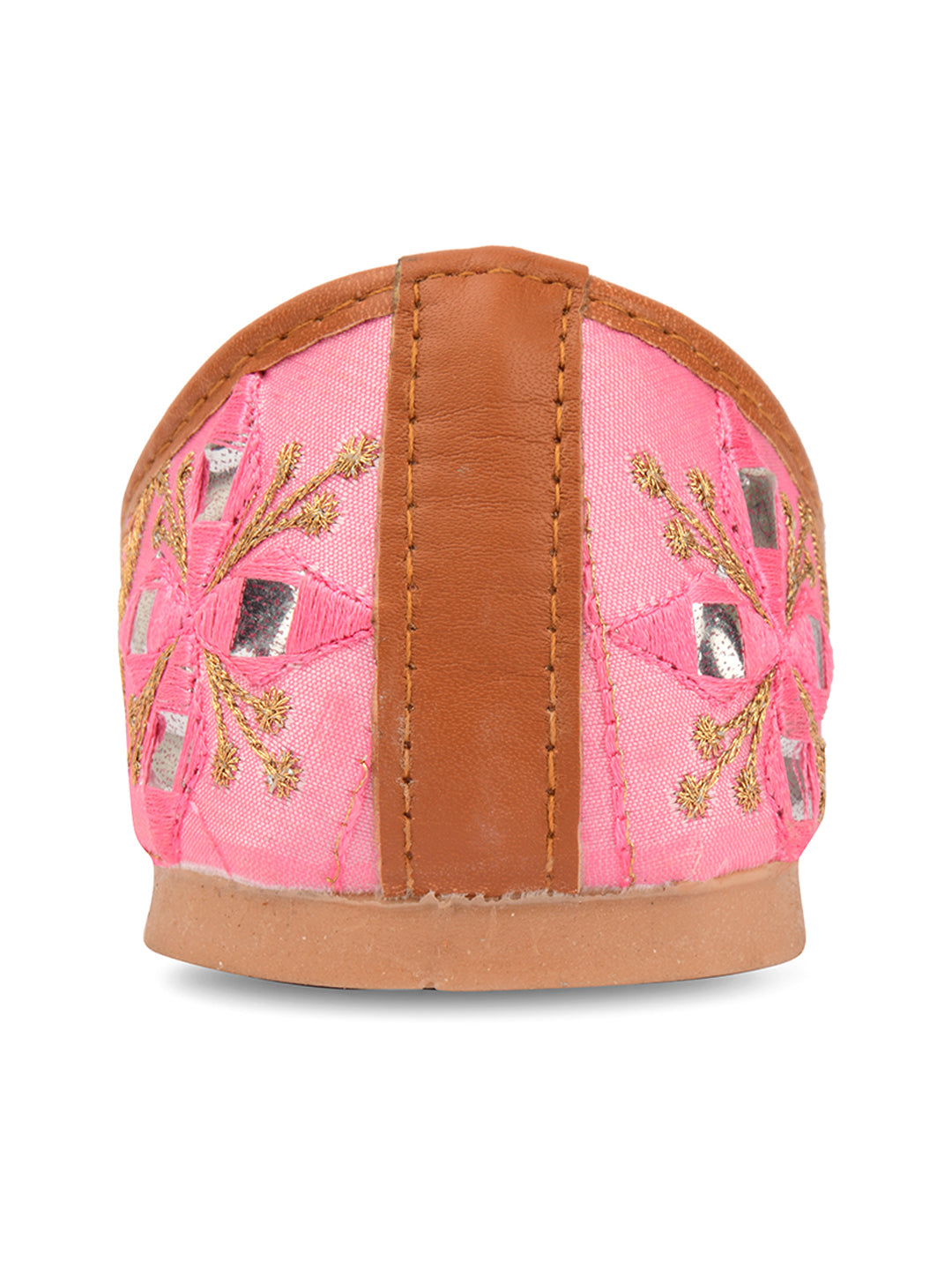 Desi Colour Women Indian Ethnic Footwear-Mini Dabka-Pink Mirror Lines