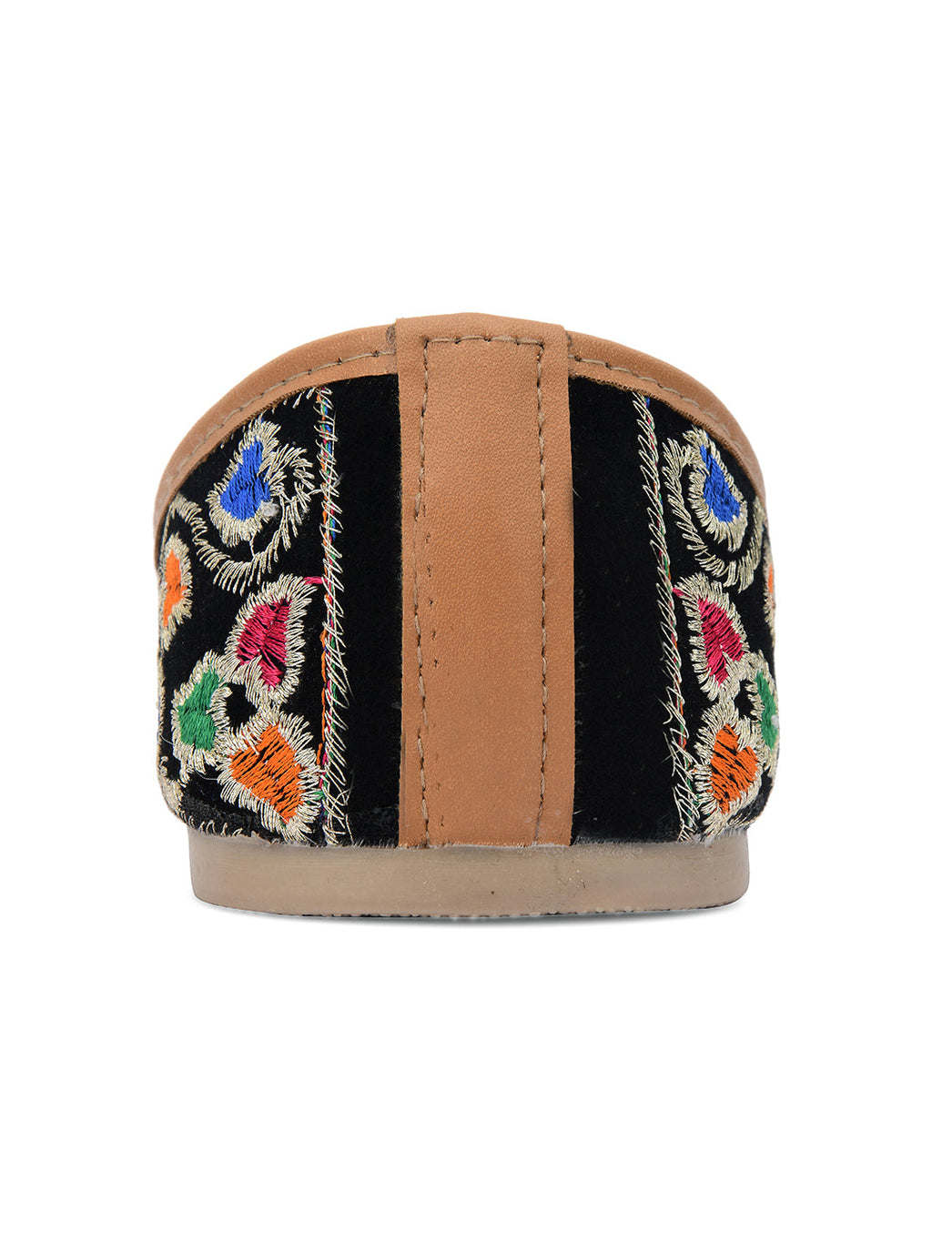 Desi Colour Women Indian Ethnic Footwear-Black Multi Floral