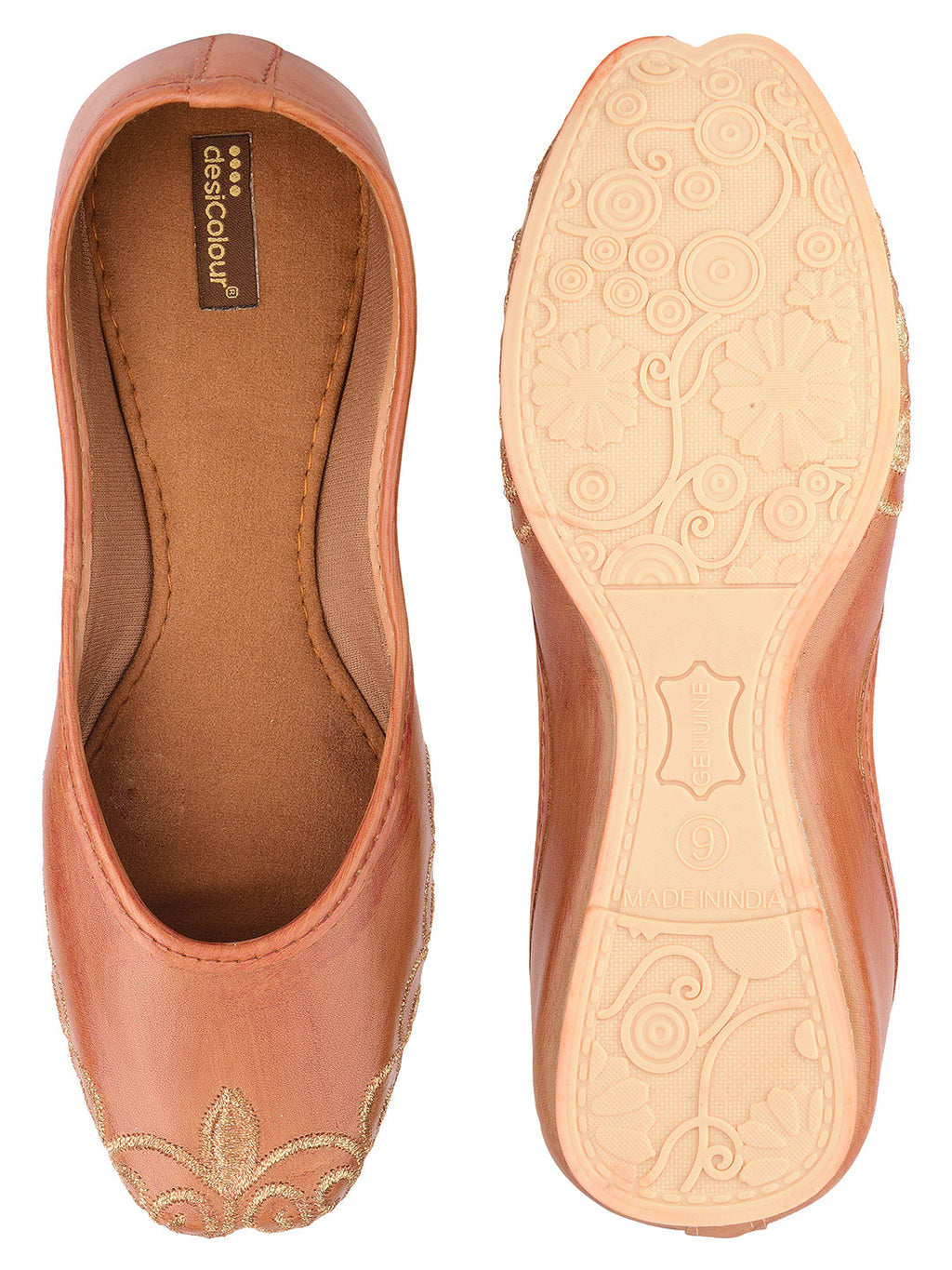 Desi Colour Women Indian Ethnic Footwear-Polish-Light Brown 1