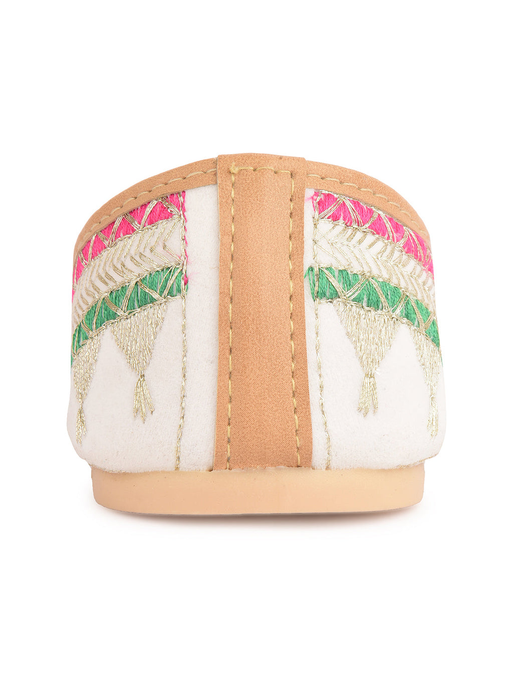 Desi Colour Women Indian Ethnic Footwear-White Zari Work