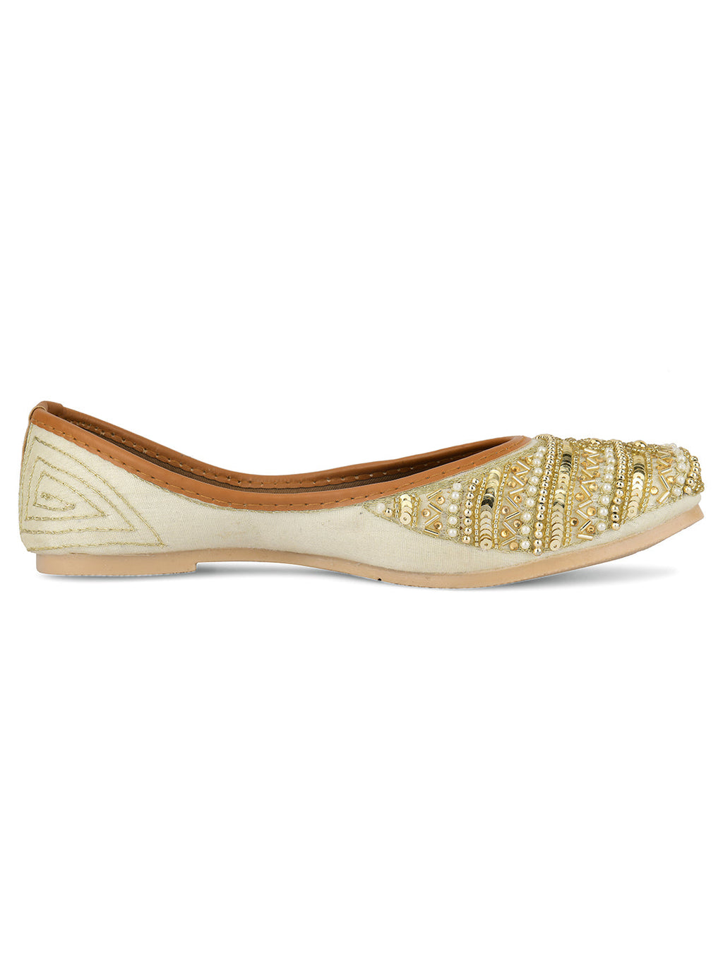 Desi Colour Women Indian Ethnic Footwear-Gold Lines Dabka