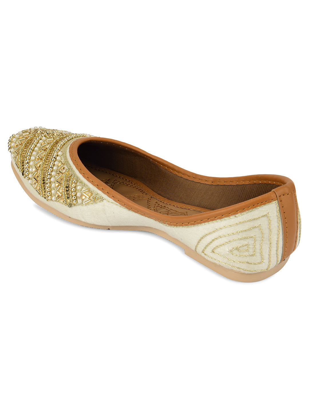 Desi Colour Women Indian Ethnic Footwear-Gold Lines Dabka